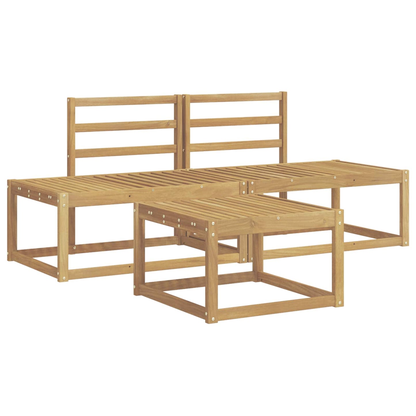 vidaXL Outdoor Sofa Set 3 pcs White Solid Acacia Wood