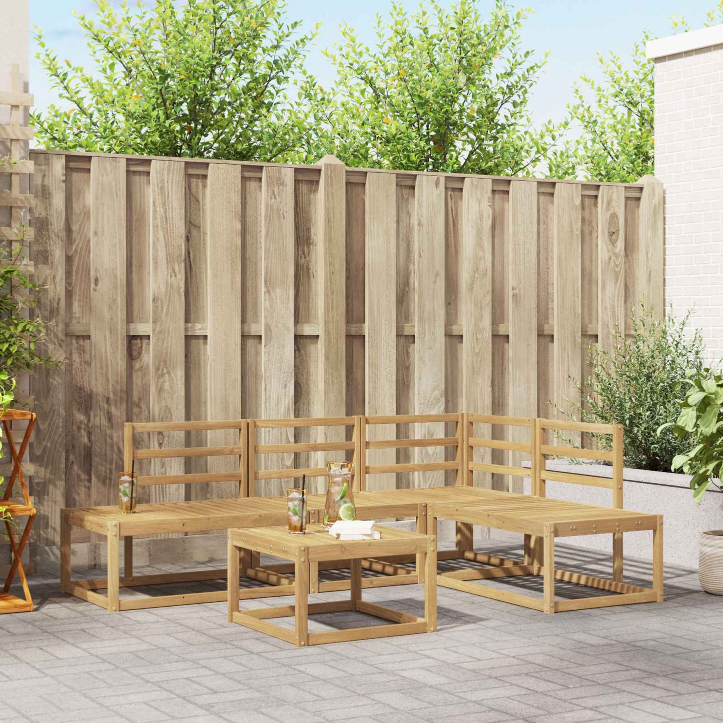 vidaXL Outdoor Sofa Set 5 Piece White