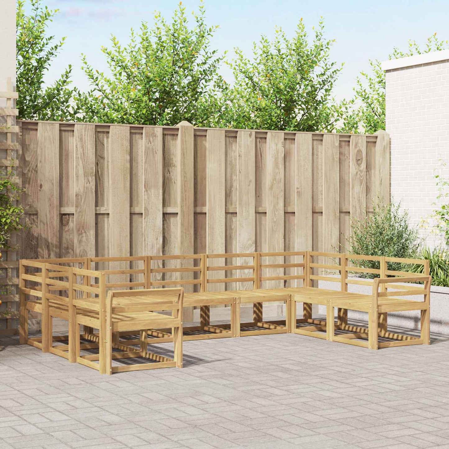 vidaXL Outdoor Sofa Set 9 pcs White Solid Acacia Wood
