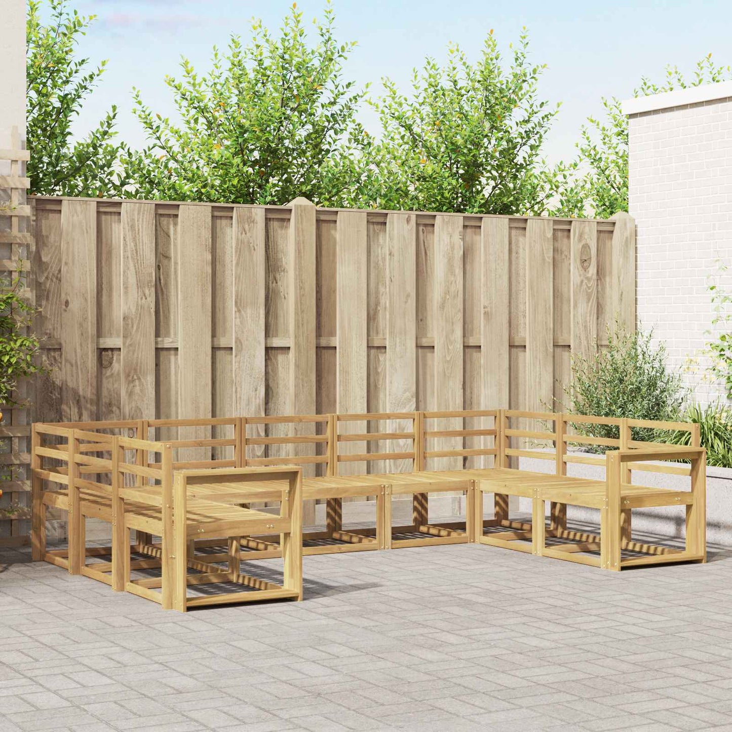 vidaXL Outdoor Sofa Set 9 pcs White Solid Acacia Wood