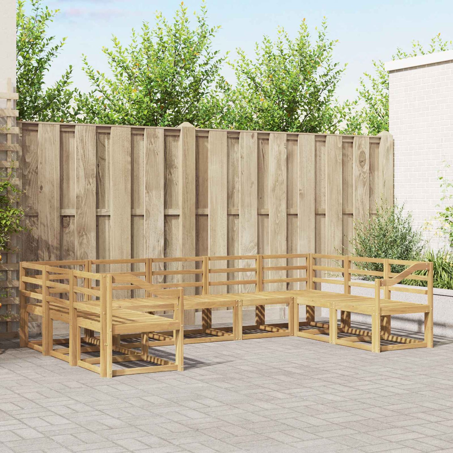 vidaXL Outdoor Sofa Set 9 pcs White Solid Acacia Wood