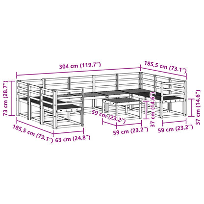 vidaXL Outdoor Sofa Set 10 pcs White Solid Acacia Wood