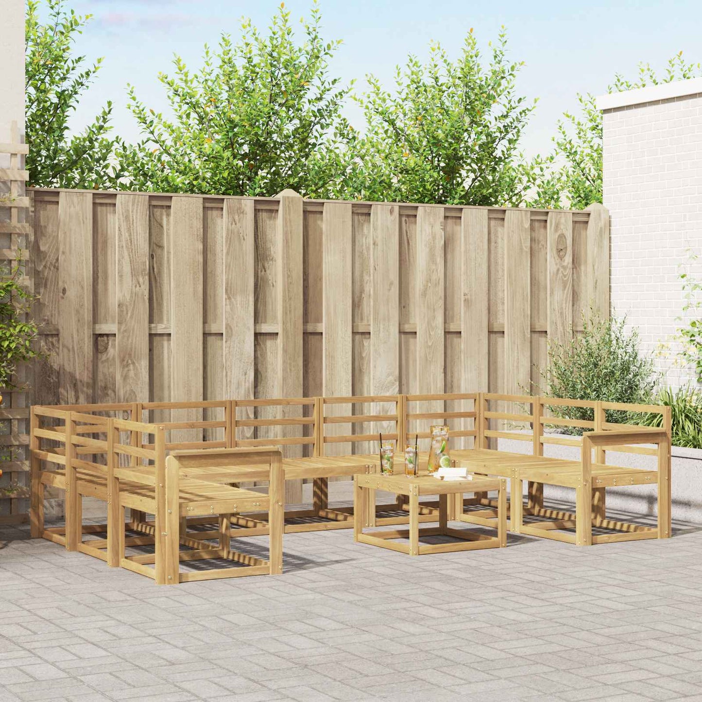 vidaXL Outdoor Sofa Set 10 pcs White Solid Acacia Wood