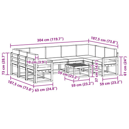 vidaXL Outdoor Sofa Set 10 pcs White Solid Acacia Wood