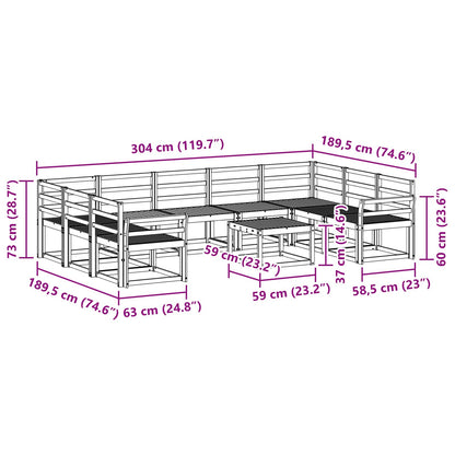 vidaXL Outdoor Sofa Set 10 pcs White Solid Acacia Wood