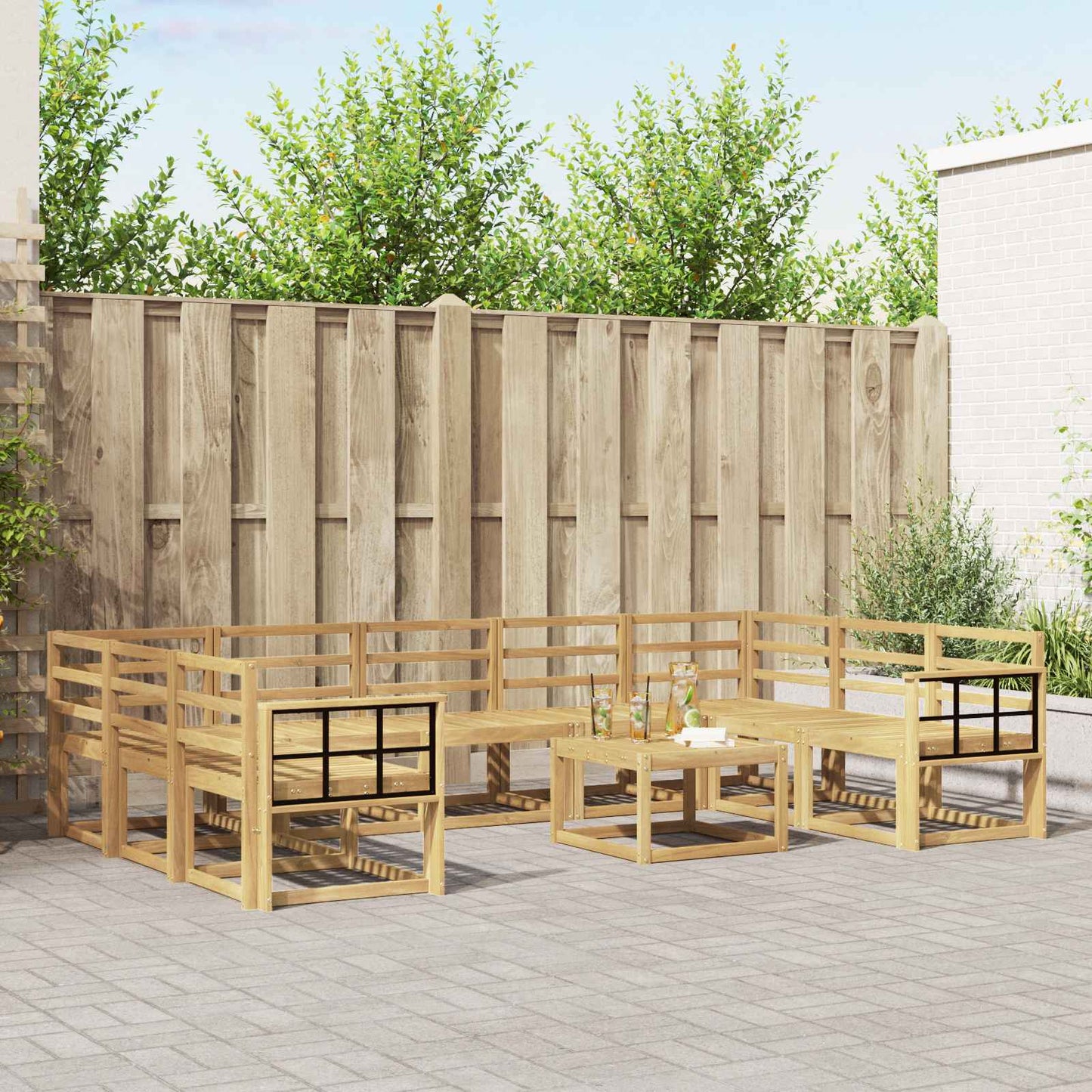 vidaXL Outdoor Sofa Set 10 pcs White Solid Acacia Wood