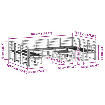 vidaXL Outdoor Sofa Set 10 pcs White Solid Acacia Wood
