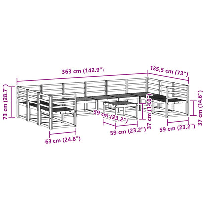 vidaXL Outdoor Sofa Set 11 pcs White Solid Acacia Wood