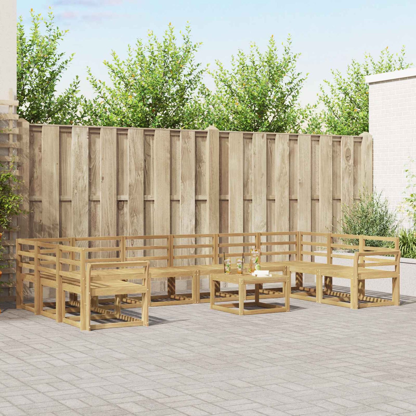 vidaXL Outdoor Sofa Set 11 pcs White Solid Acacia Wood