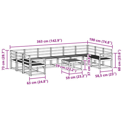 vidaXL Outdoor Sofa Set 11 pcs White Solid Acacia Wood