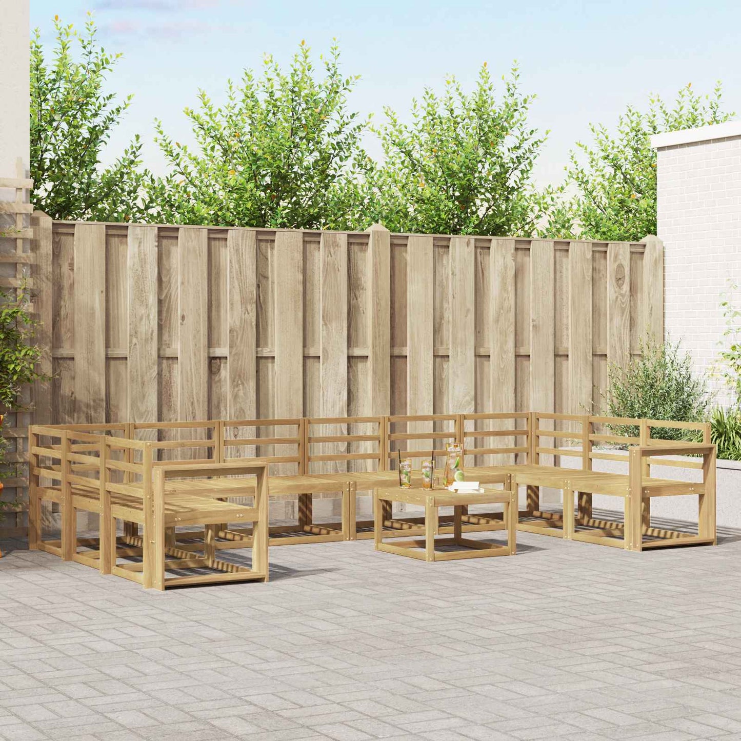 vidaXL Outdoor Sofa Set 11 pcs White Solid Acacia Wood