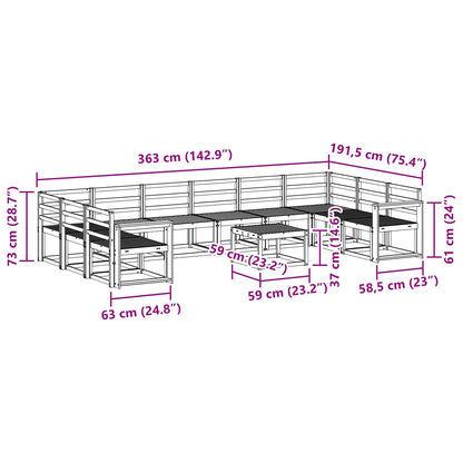 vidaXL Outdoor Sofa Set 11 pcs White Solid Acacia Wood