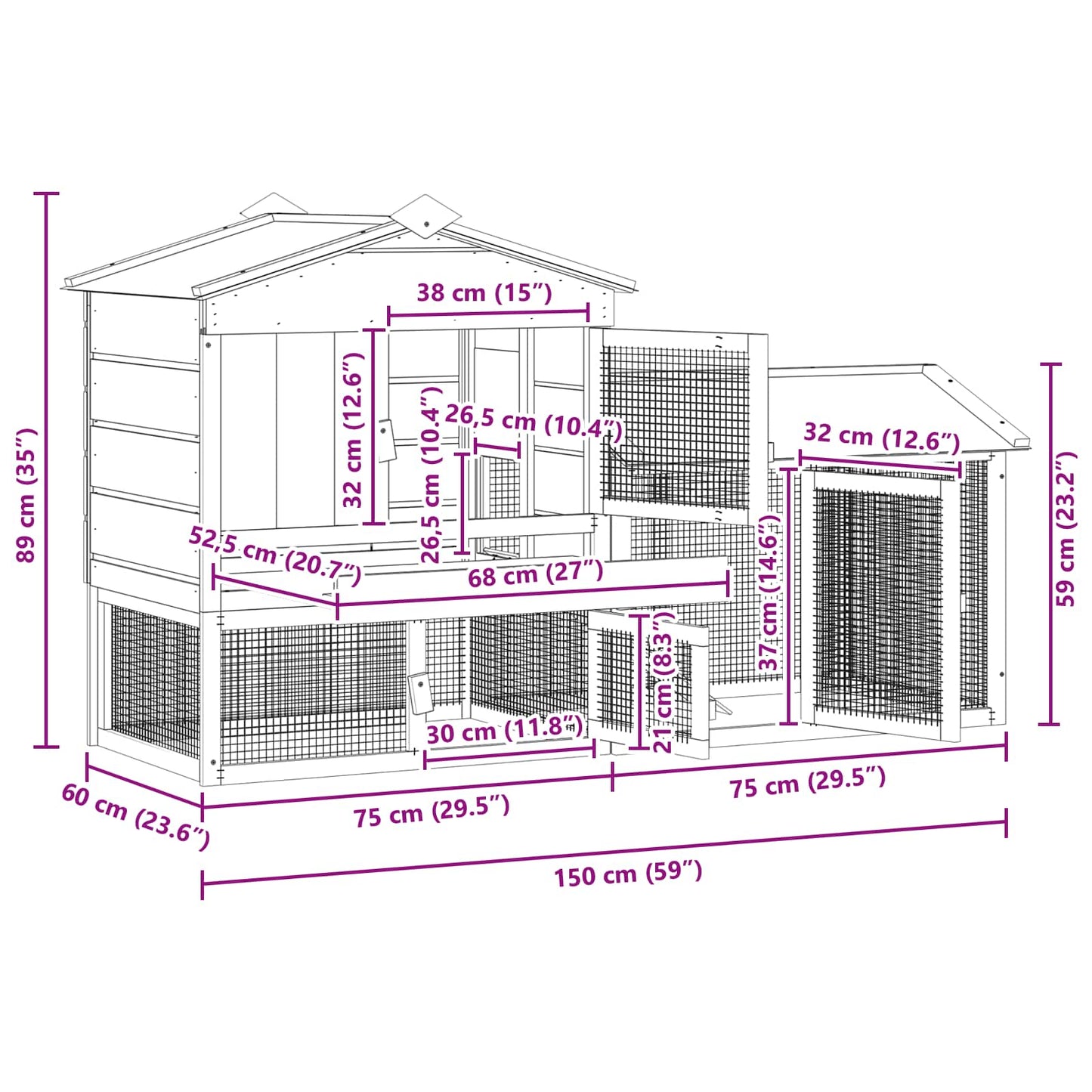 vidaXL Chicken Coop 2 pcs Brown Solid Pine Wood