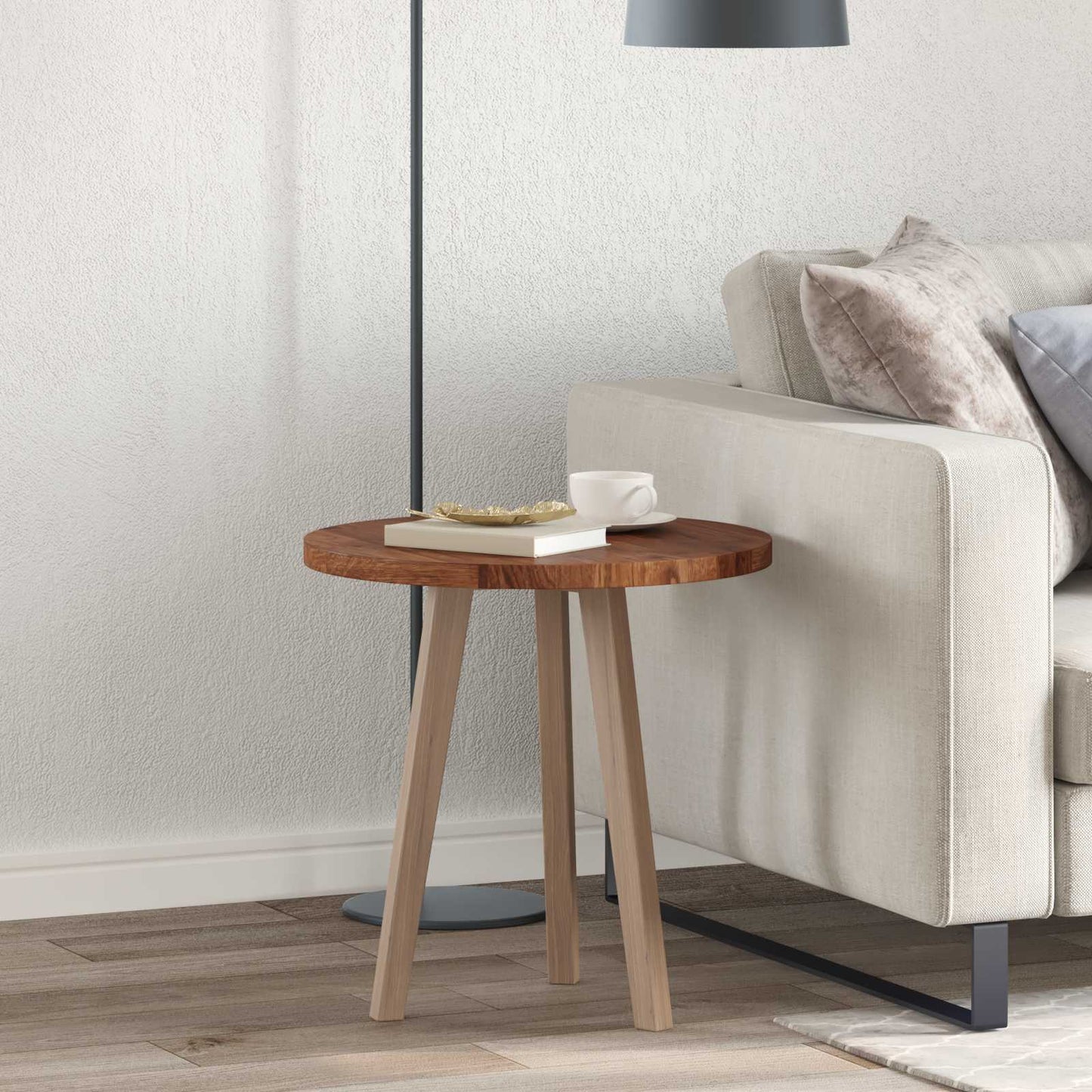 vidaXL Table Top Light Brown Ø 50 x 2.5 cm Solid Oak Wood