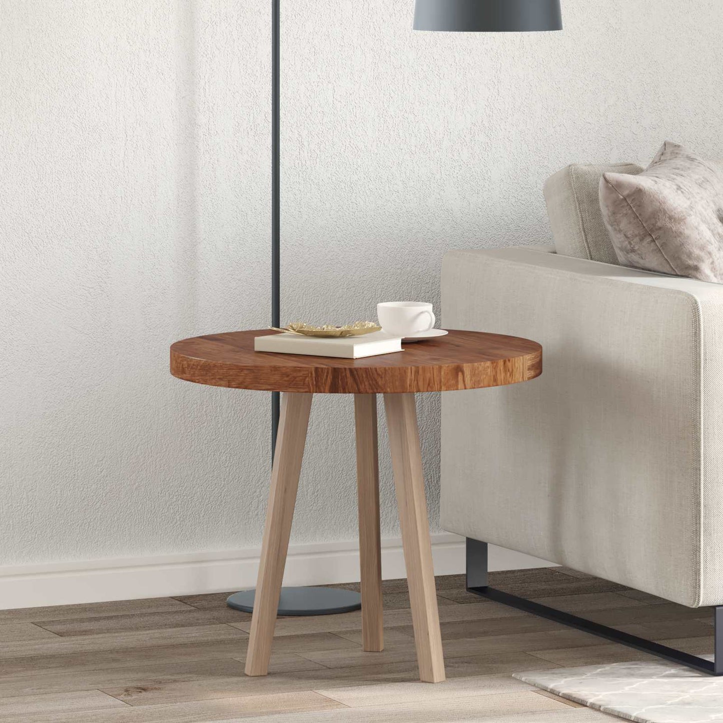 vidaXL Table Top Light Brown Ø 60 x 4 cm Solid Oak Wood