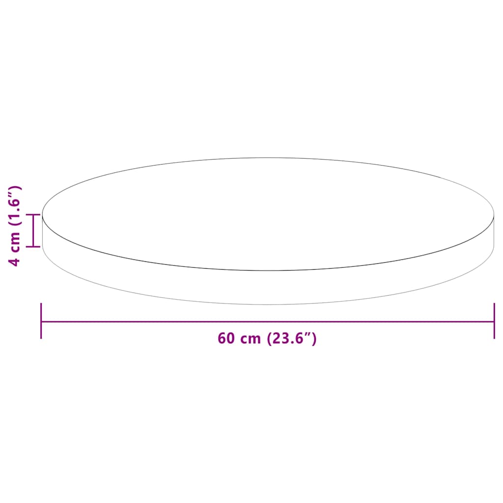 vidaXL Table Top Dark Brown Ø 60 x 4 cm Solid Oak Wood