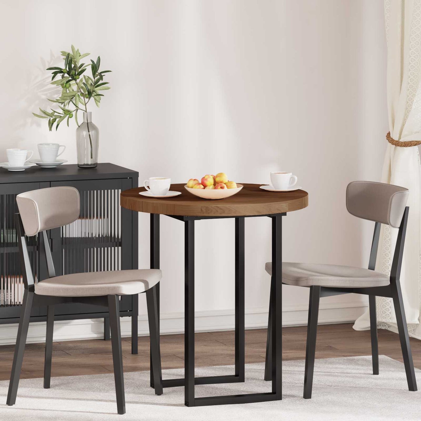 vidaXL Table Top Dark Brown Ø 70 x 4 cm Solid Oak Wood