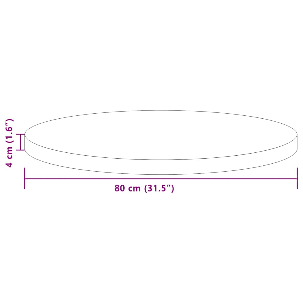 vidaXL Table Top Dark Brown Ø 80 x 4 cm Solid Oak Wood