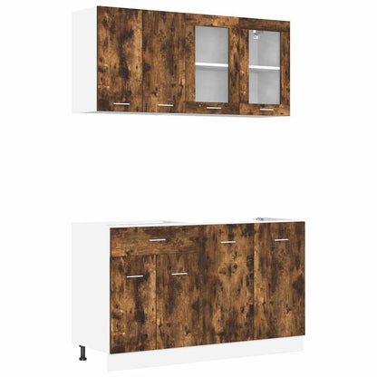 vidaXL Kitchen Unit Lyon 4 pcs Smoked Oak Engineered Wood
