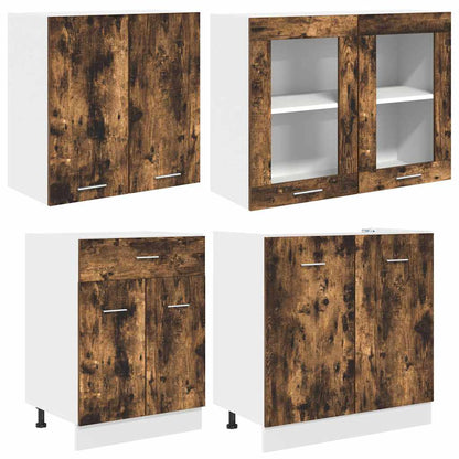 vidaXL Kitchen Unit Lyon 4 pcs Smoked Oak Engineered Wood