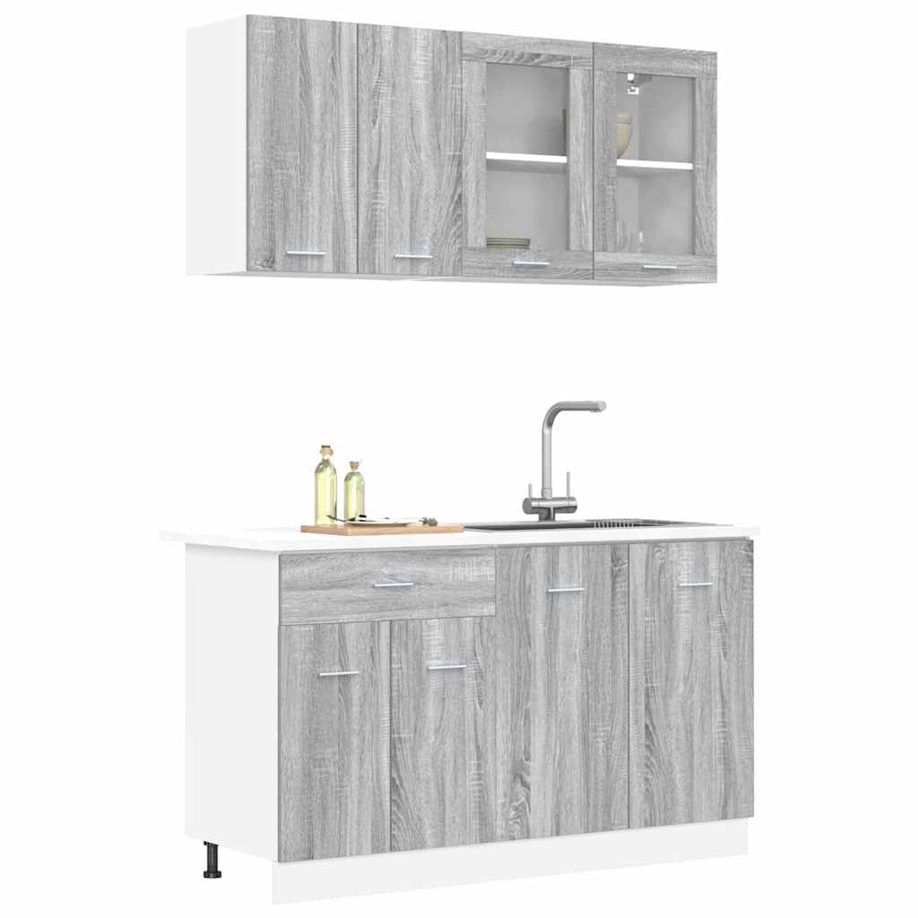 vidaXL Kitchen Unit Lyon 4 pcs Grey sonoma Engineered Wood