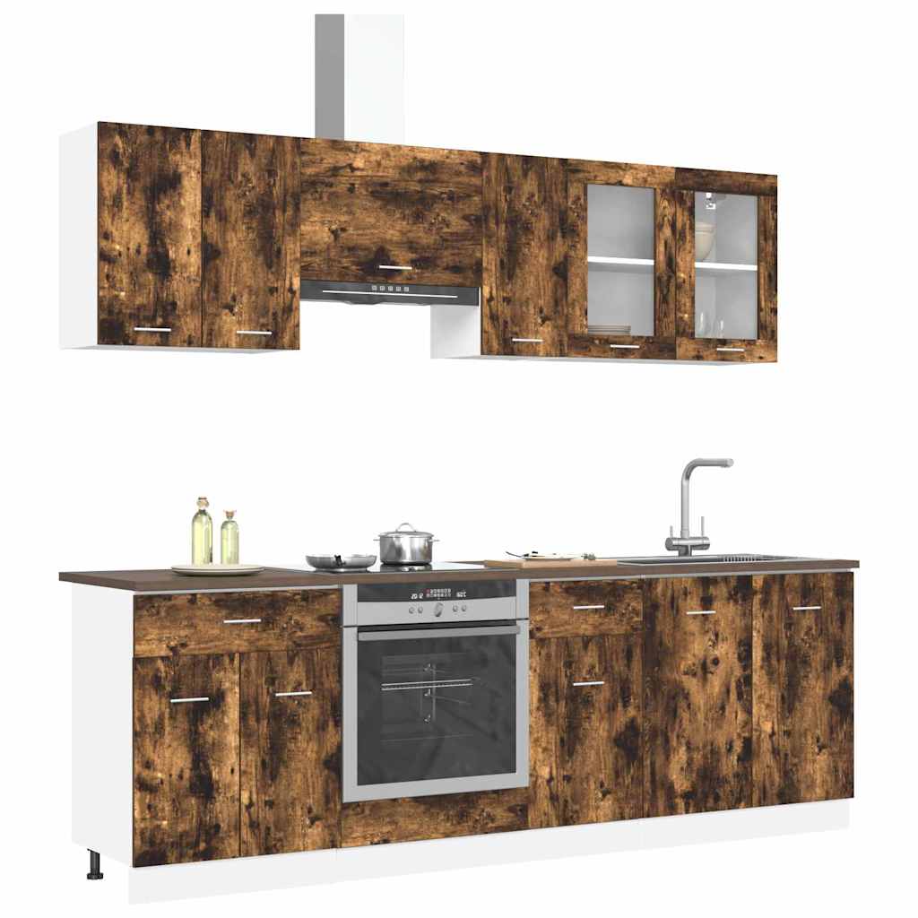 vidaXL Kitchen Cabinet Set Lyon 8 pcs Smoked oak Engineered Wood