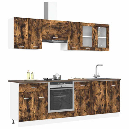 vidaXL Kitchen Cabinet Set Lyon 8 pcs Smoked oak Engineered Wood
