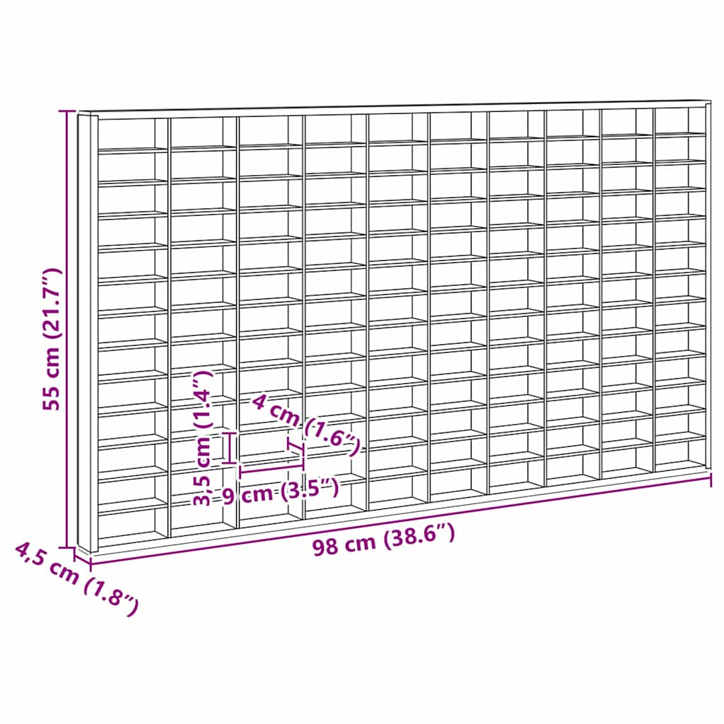 vidaXL Wall Display Case Beige 98 x 4.5 x 55 cm Engineered Wood