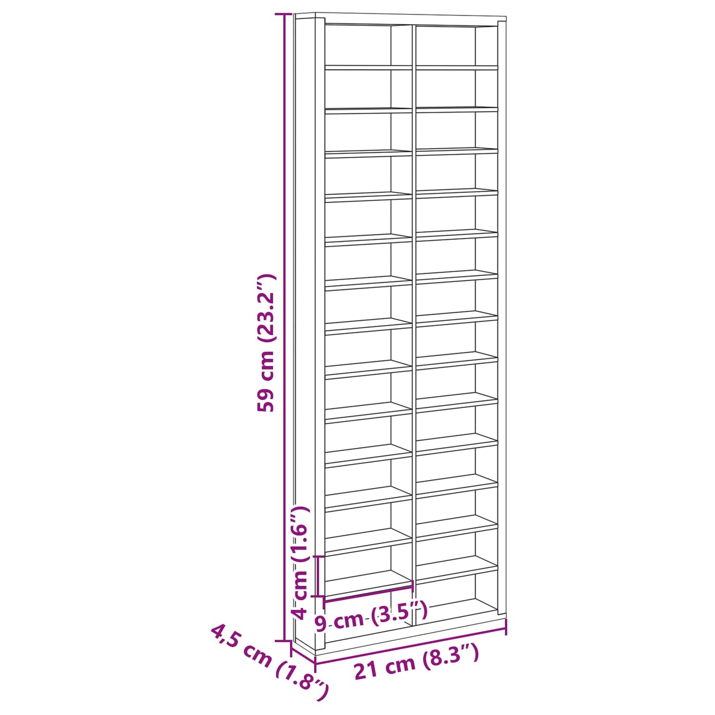 vidaXL Wall Display Case Beige 21 x 4.5 x 59 cm Engineered Wood