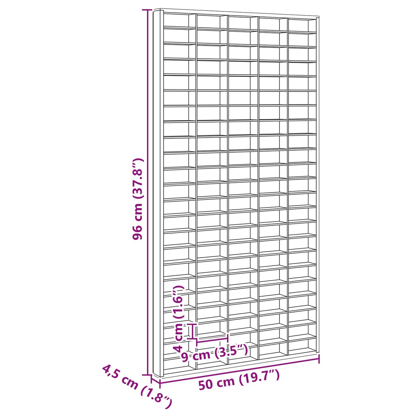 vidaXL Wall Display Case Beige 50 x 4.5 x 96 cm Engineered Wood