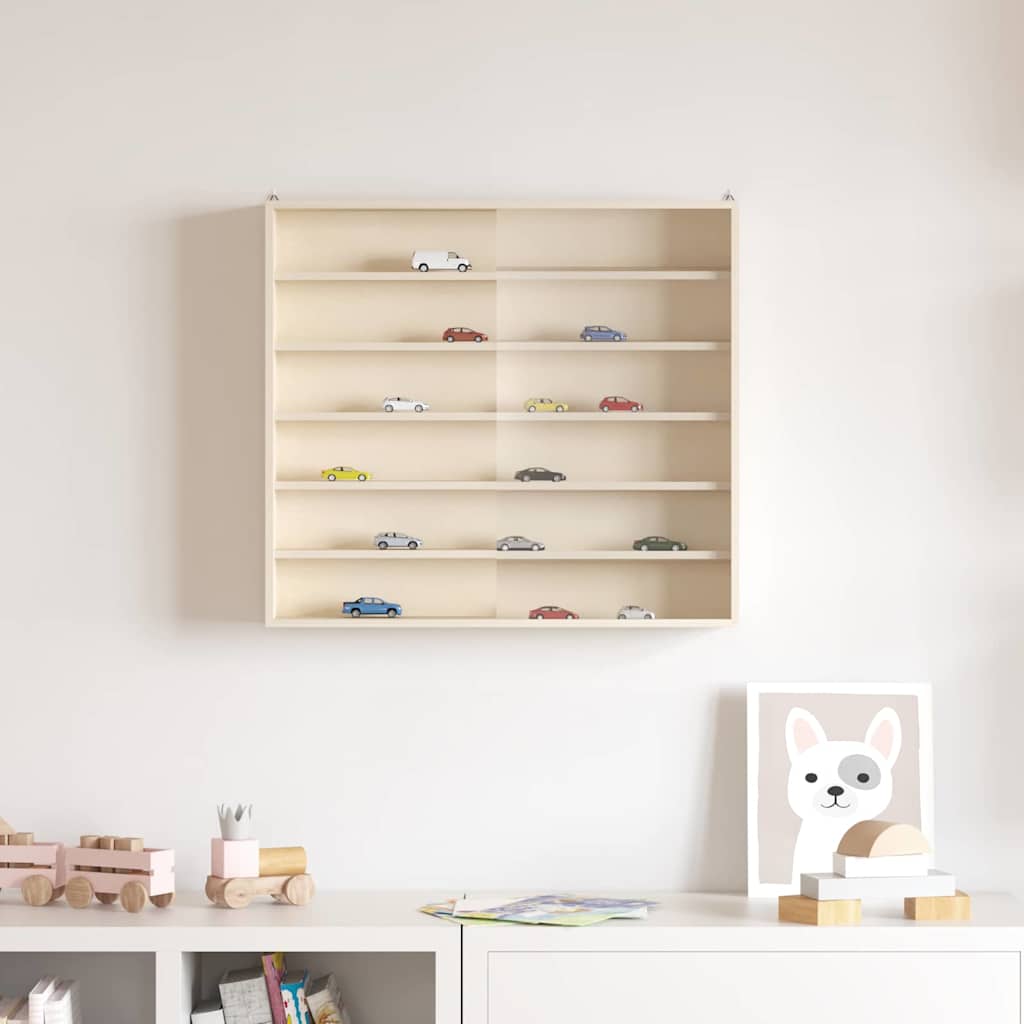 vidaXL Wall Display Case with Shelf Beige 60 x 8.5 x 54 cm Plywood