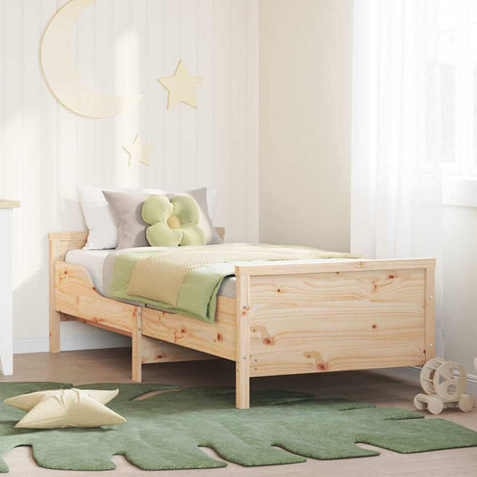 vidaXL Bed Frame with Headboard Brown 80 x 200 cm Engineered Wood