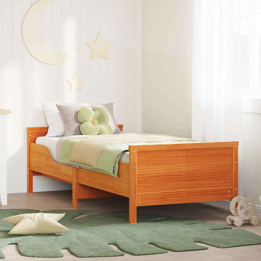 vidaXL Bed Frame with Headboard Wax Brown 80 x 200 cm Engineered Wood