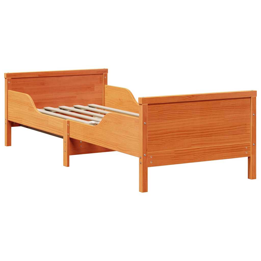 vidaXL Bed Frame with Headboard Wax Brown 80 x 200 cm Engineered Wood