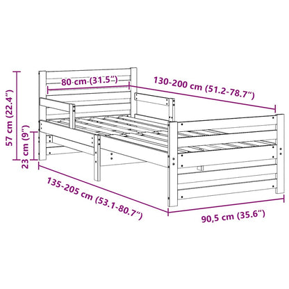 vidaXL Bed Frame with Headboard White 80 x 200 cm Engineered Wood