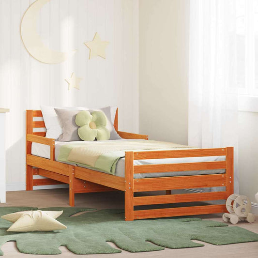 vidaXL Bed Frame with Headboard Wax Brown 80 x 200 cm Engineered Wood