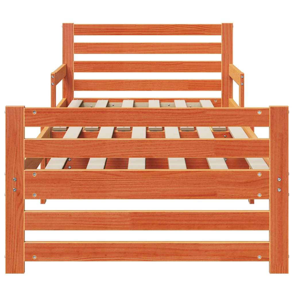vidaXL Bed Frame with Headboard Wax Brown 80 x 200 cm Engineered Wood