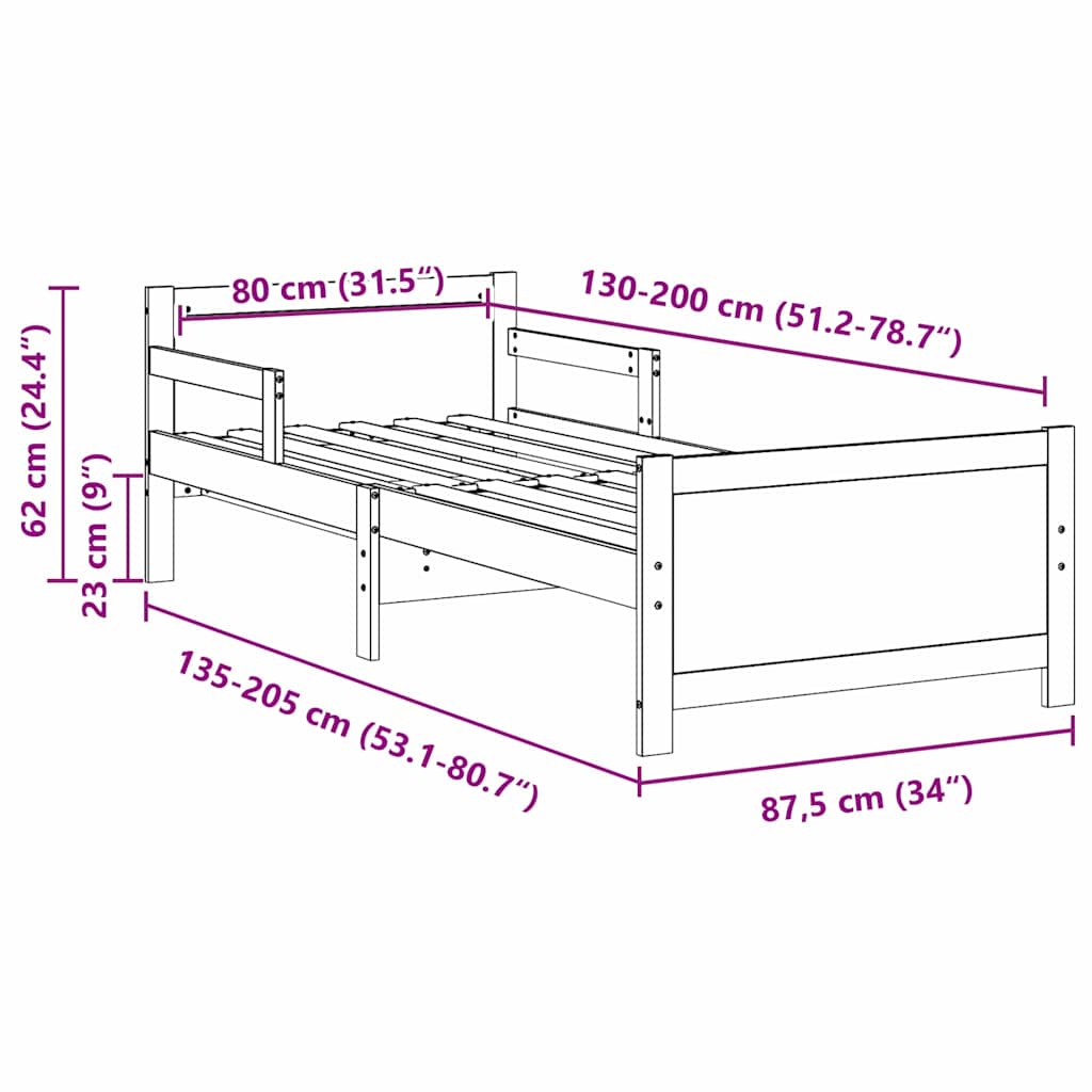 vidaXL Bed Frame with Headboard White 80 x 200 cm Engineered Wood