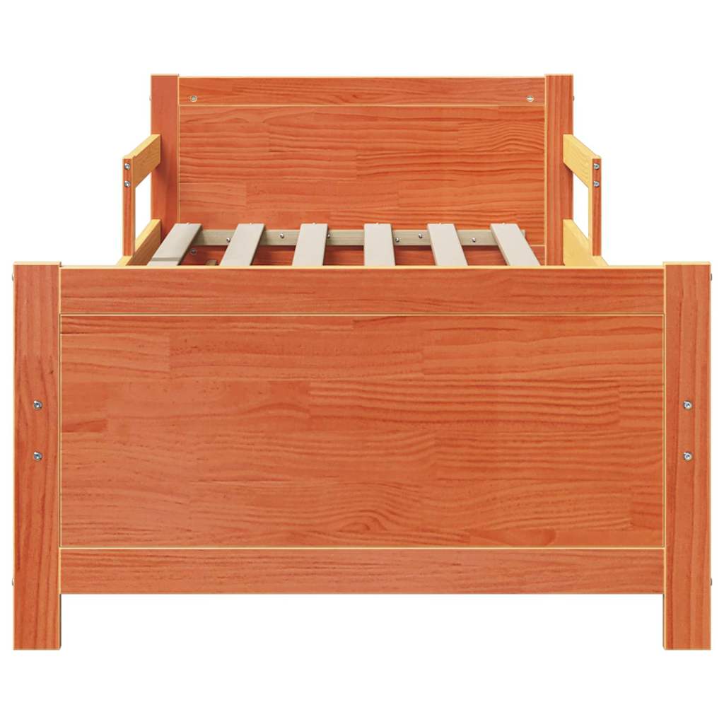 vidaXL Bed Frame with Headboard Wax Brown 80 x 200 cm Engineered Wood