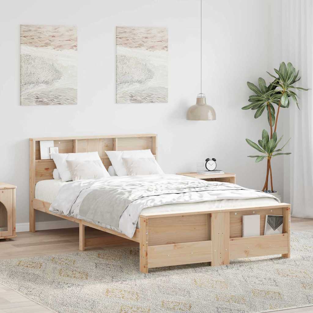 vidaXL Bed Frame with Headboard Brown 120 x 200 cm Engineered Wood