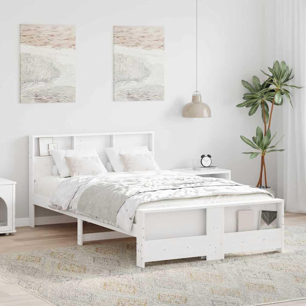 vidaXL Bed Frame with Headboard White 120 x 200 cm Engineered Wood