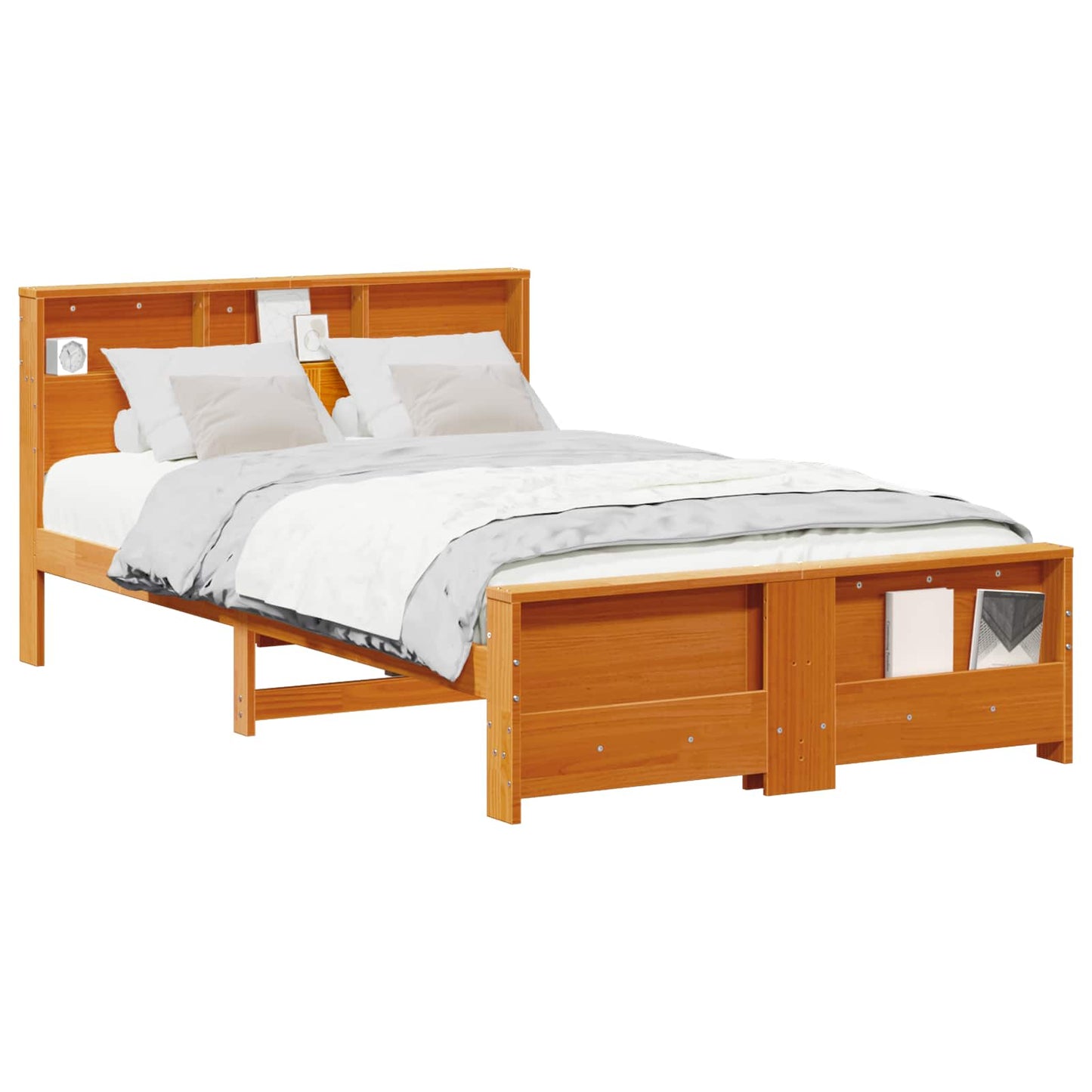 vidaXL Bed Frame with Headboard Wax Brown 120 x 200 cm Engineered Wood