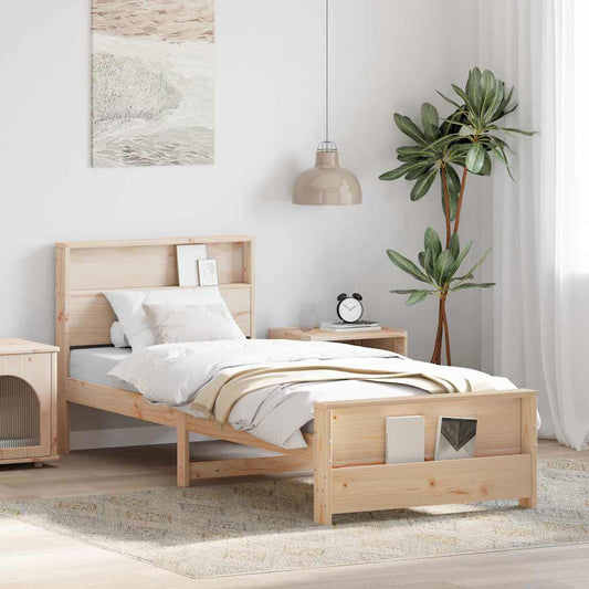 vidaXL Bed Frame with Headboard Brown 100 x 200 cm Engineered Wood