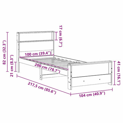 vidaXL Bed Frame with Headboard White 100 x 200 cm Engineered Wood