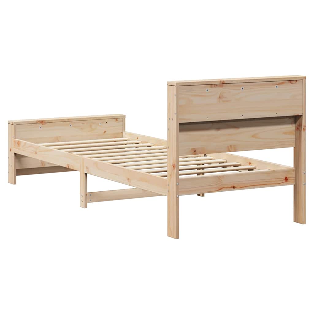 vidaXL Bed Frame with Headboard Brown 90 x 200 cm Engineered Wood