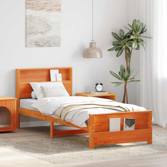 vidaXL Bed Frame with Headboard Wax Brown 80 x 200 cm Engineered Wood
