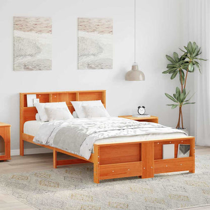 vidaXL Bed Frame with Headboard Wax Brown 140 x 190 cm Engineered Wood