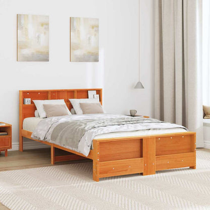 vidaXL Bed Frame with Headboard Wax Brown 140 x 190 cm Engineered Wood