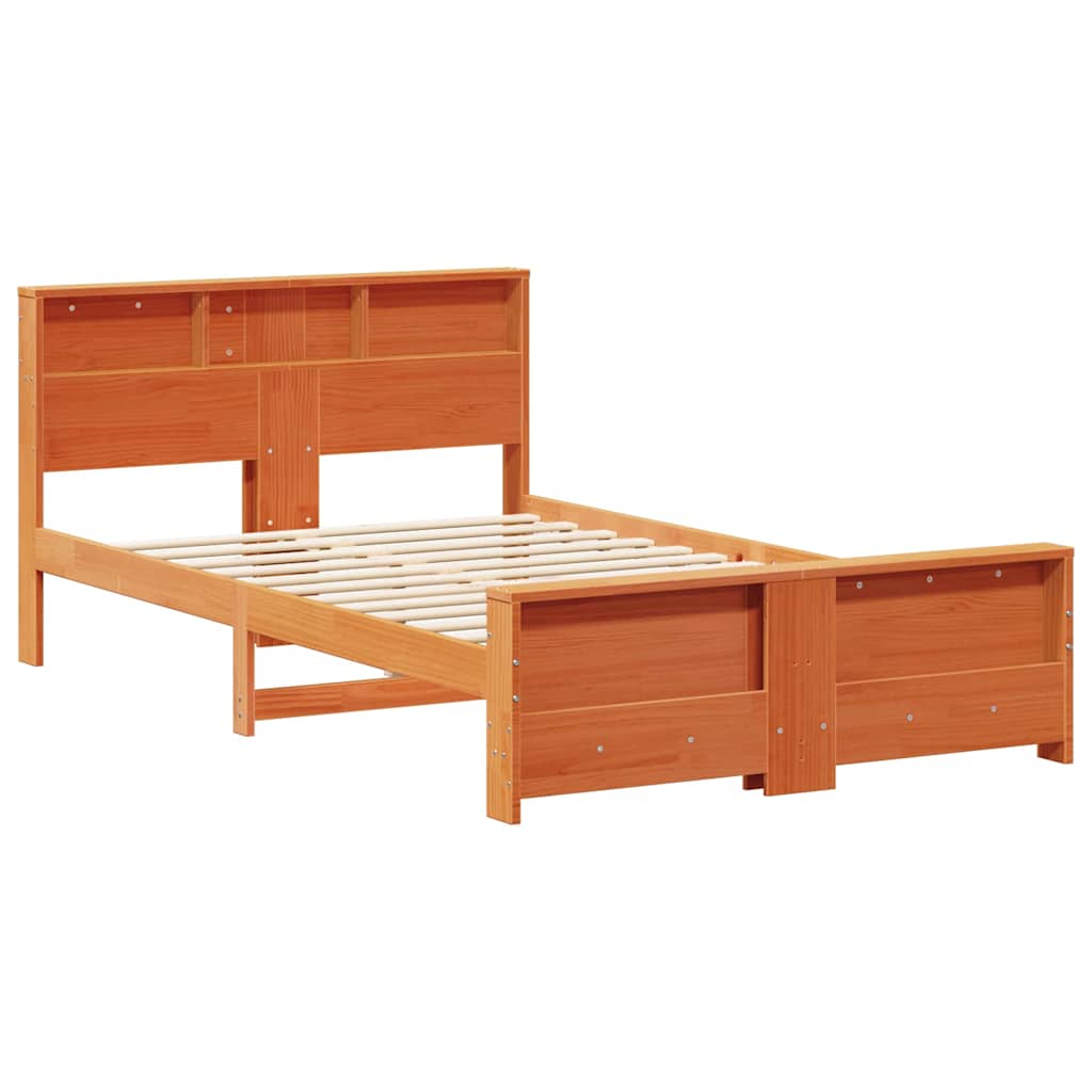 vidaXL Bed Frame with Headboard Wax Brown 140 x 190 cm Engineered Wood