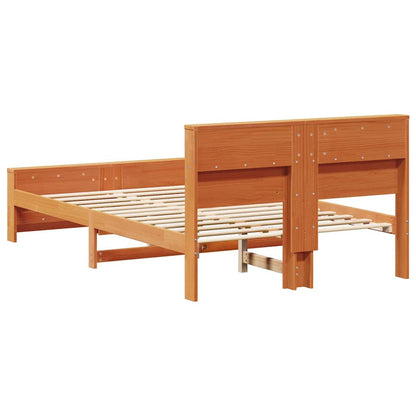 vidaXL Bed Frame with Headboard Wax Brown 140 x 190 cm Engineered Wood